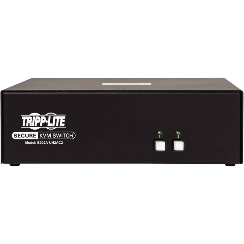 Direct view of Tripp Lite secure KVM switch control panel with LED indicators