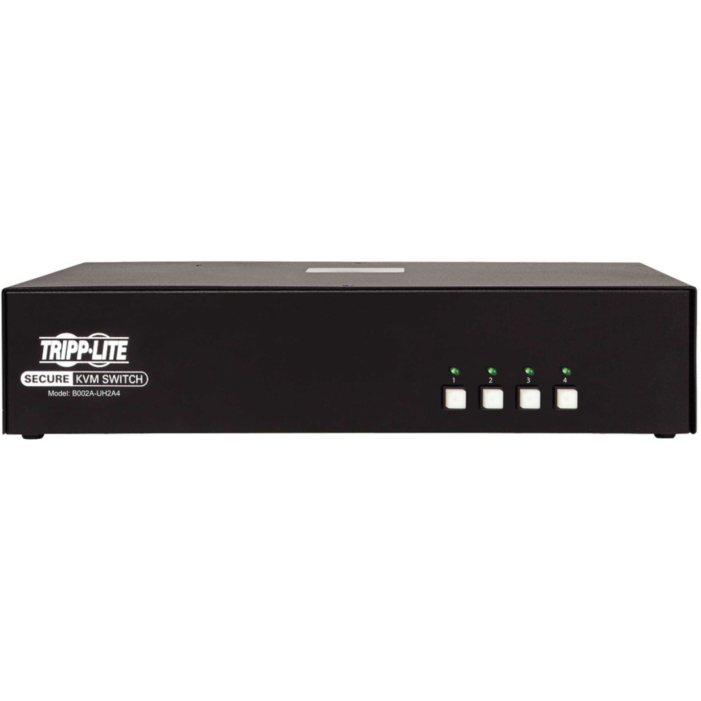 Side angle view of Tripp Lite secure KVM switch showing sleek profile and control interface-alternate-image2