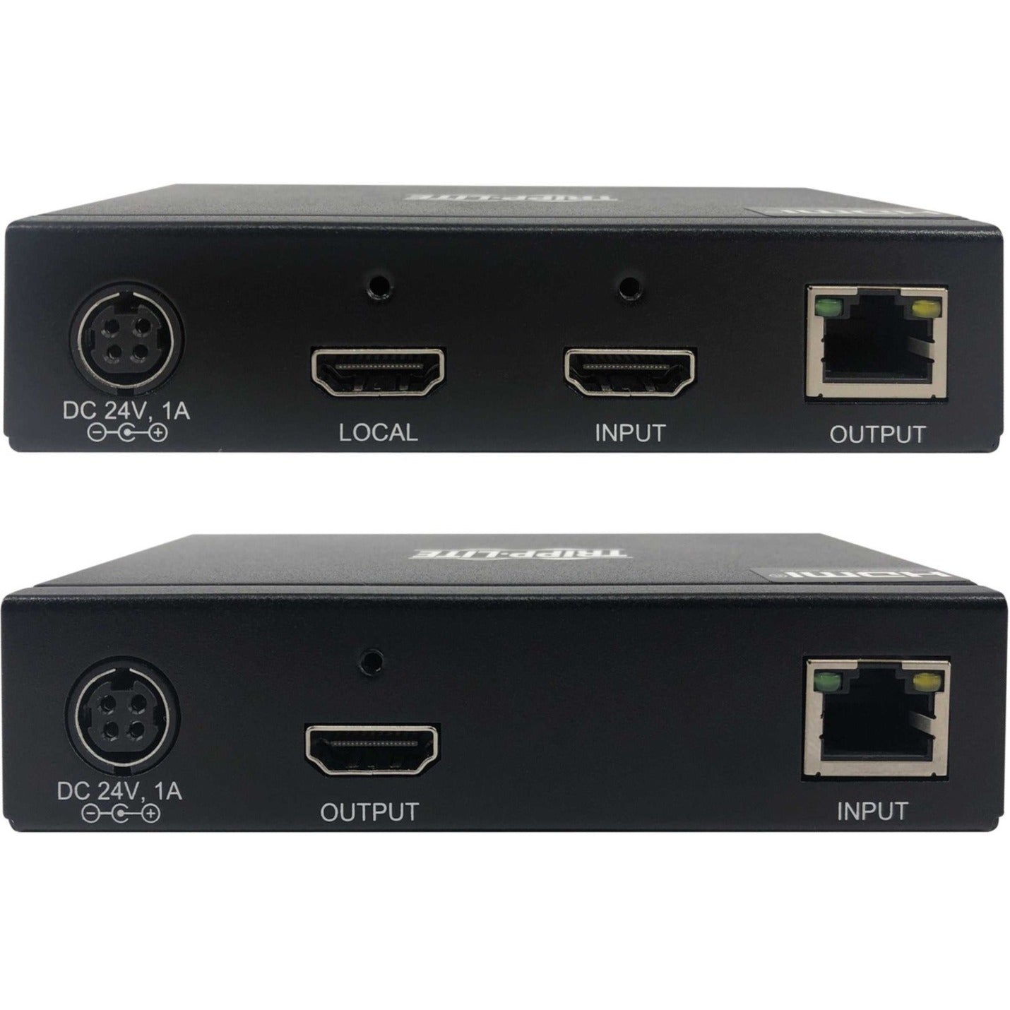 Close-up view of Tripp Lite B127A-1A1-BHBH connection ports showing HDMI, network, and power interfaces-alternate-image5