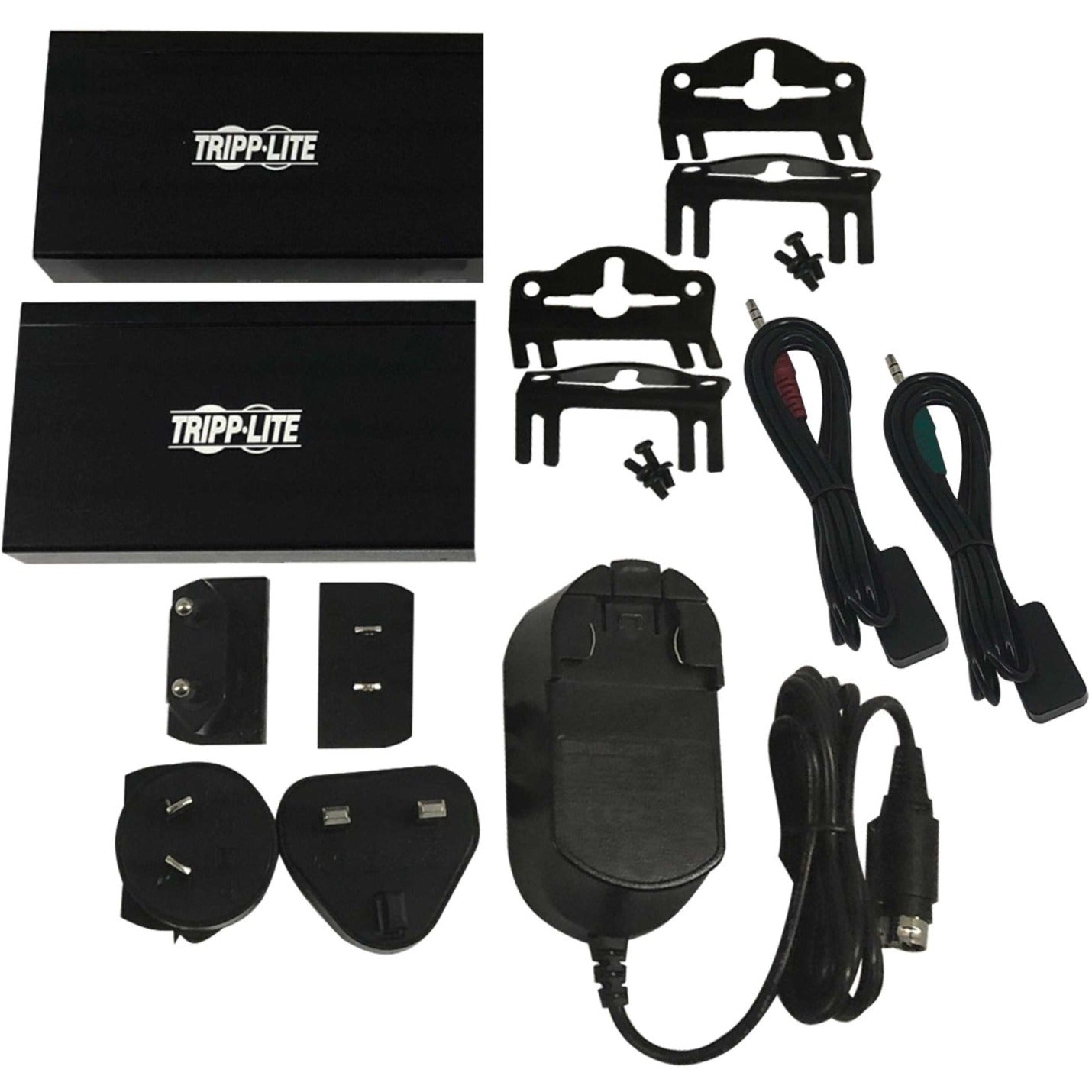 Complete accessory kit for Tripp Lite B127A-1A1-BHBH including power adapters, mounting hardware, and cables-alternate-image3