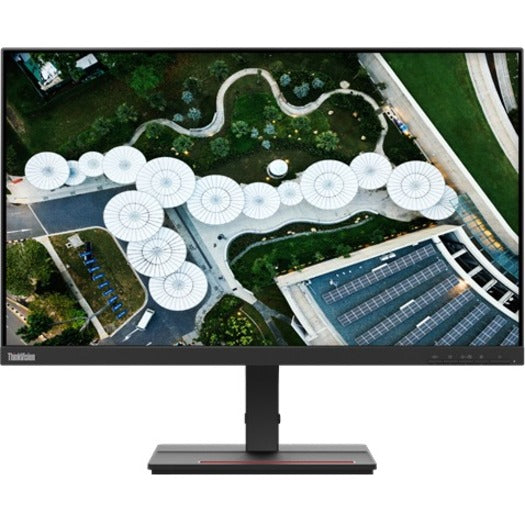 Front view of Lenovo ThinkVision S24e-20 monitor showing slim profile and modern stand