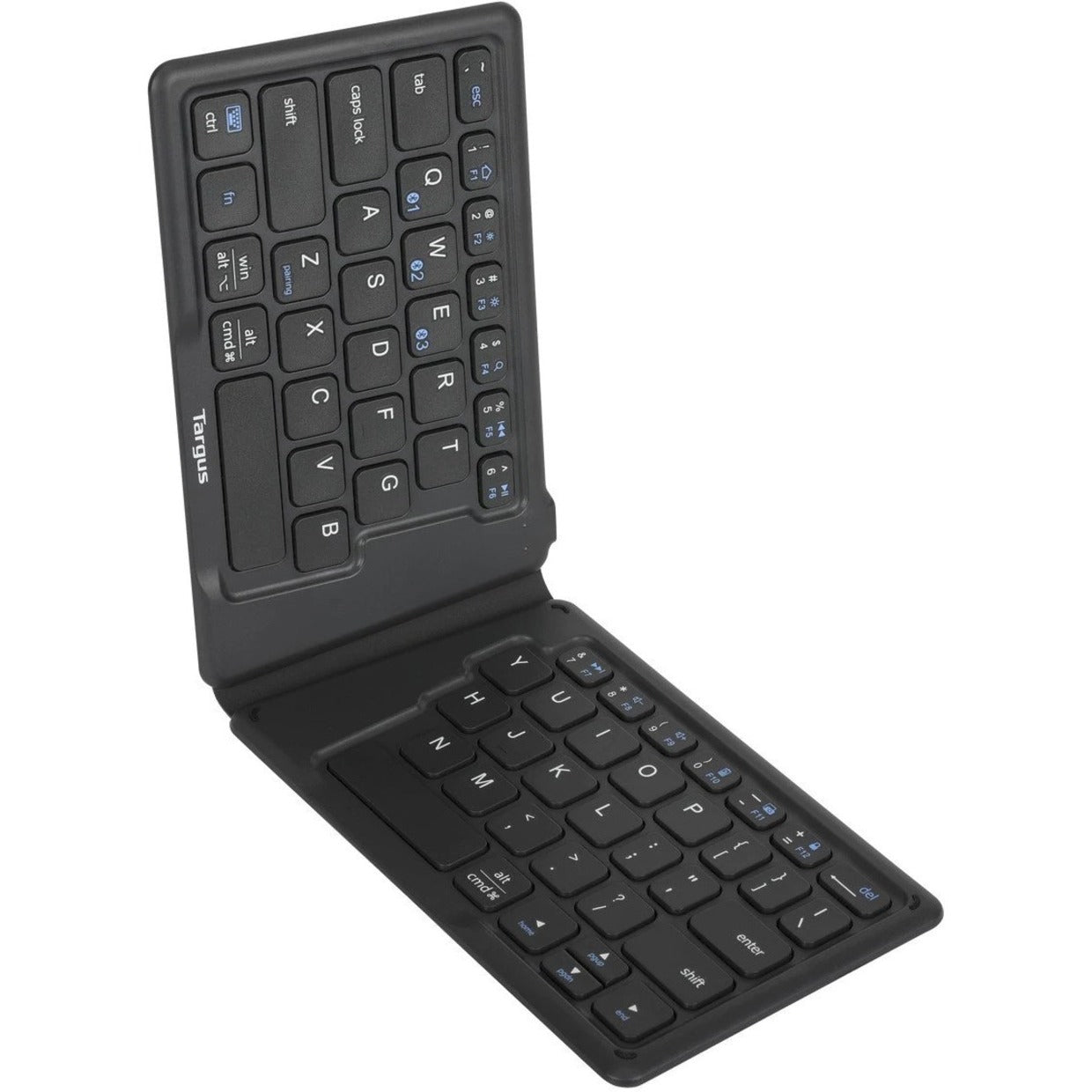 Targus AKF003US Ergonomic Foldable Keyboard, Bluetooth 5.1 Wireless, Antimicrobial DefenseGuard, Compact Split Layout, Multi-Device Compatible, Rechargeable, Black - AKF003US (2 Year Warranty)