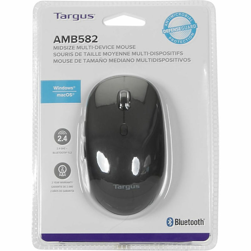 Front view of Targus wireless mouse retail packaging