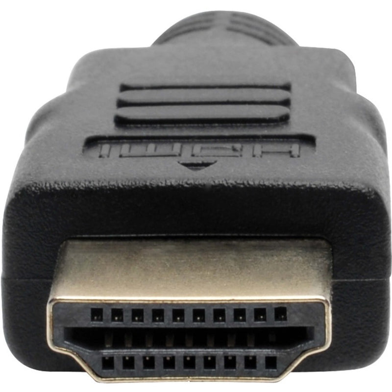 Macro shot of HDMI connector showing gold-plated contacts and construction details