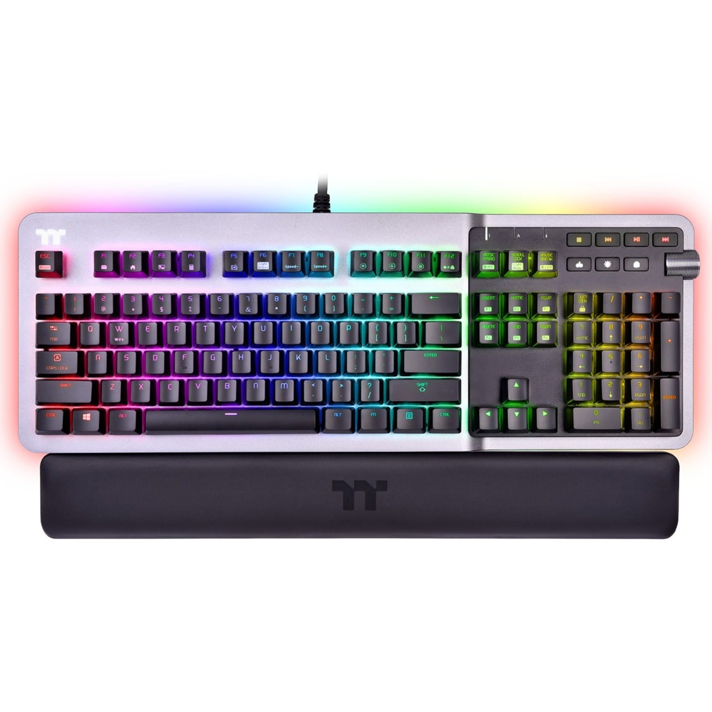 Thermaltake GKB-KB5-BLSRUS-01 ARGENT K5 RGB Gaming Keyboard, Mechanical, RGB LED Backlight, Volume Control, Multimedia