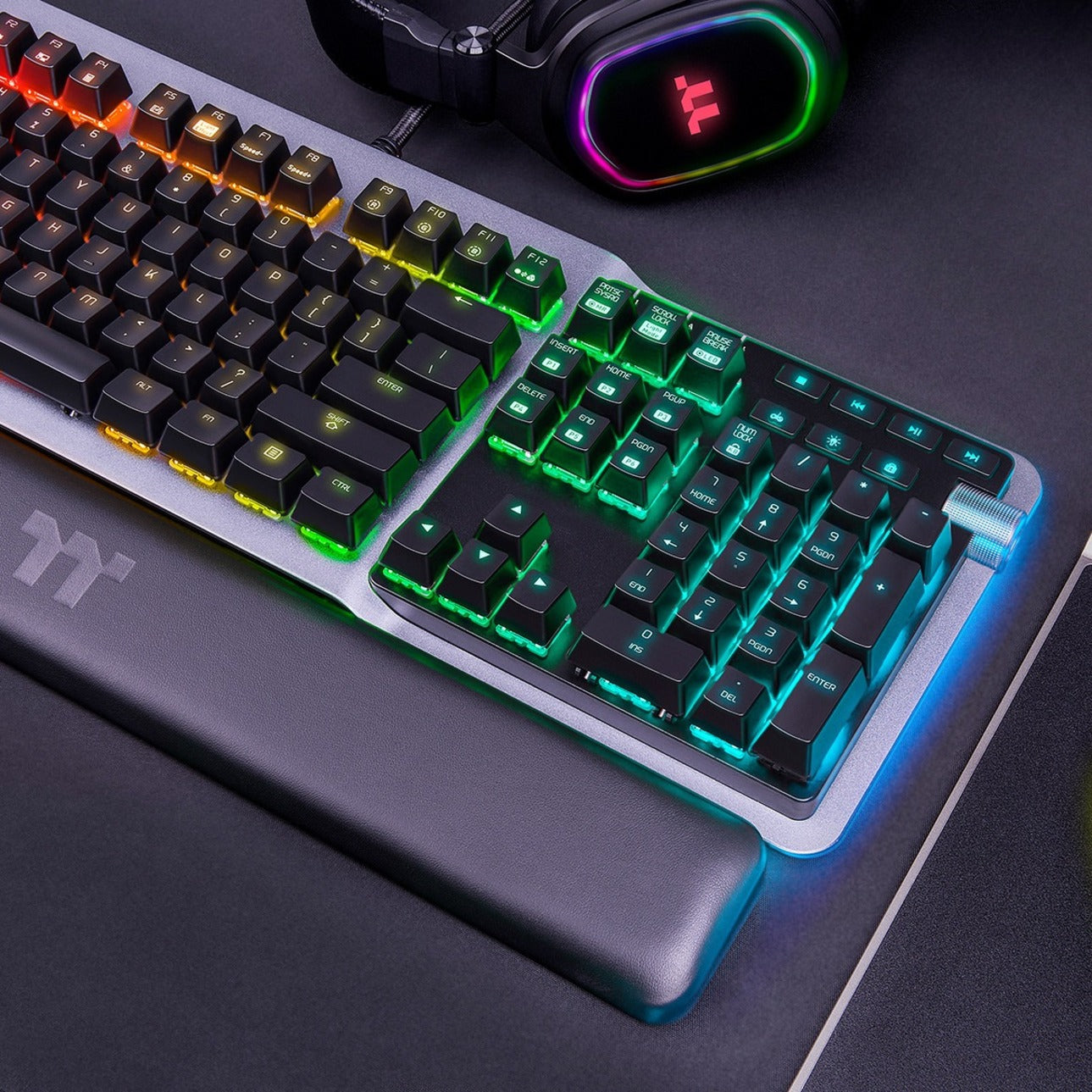 Thermaltake GKB-KB5-BLSRUS-01 ARGENT K5 RGB Gaming Keyboard, Mechanical, RGB LED Backlight, Volume Control, Multimedia