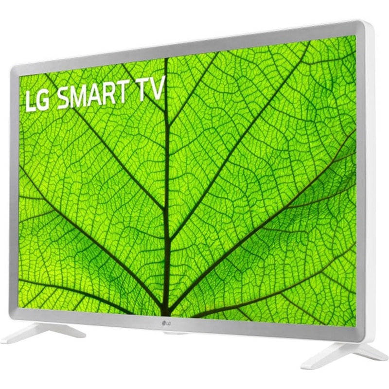 Side angle view of LG Smart TV displaying bright content