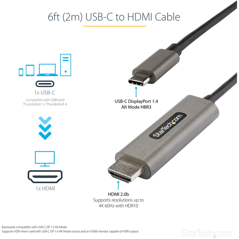 Diagram showing USB-C to HDMI connectivity options and technical specifications including DisplayPort Alt Mode support