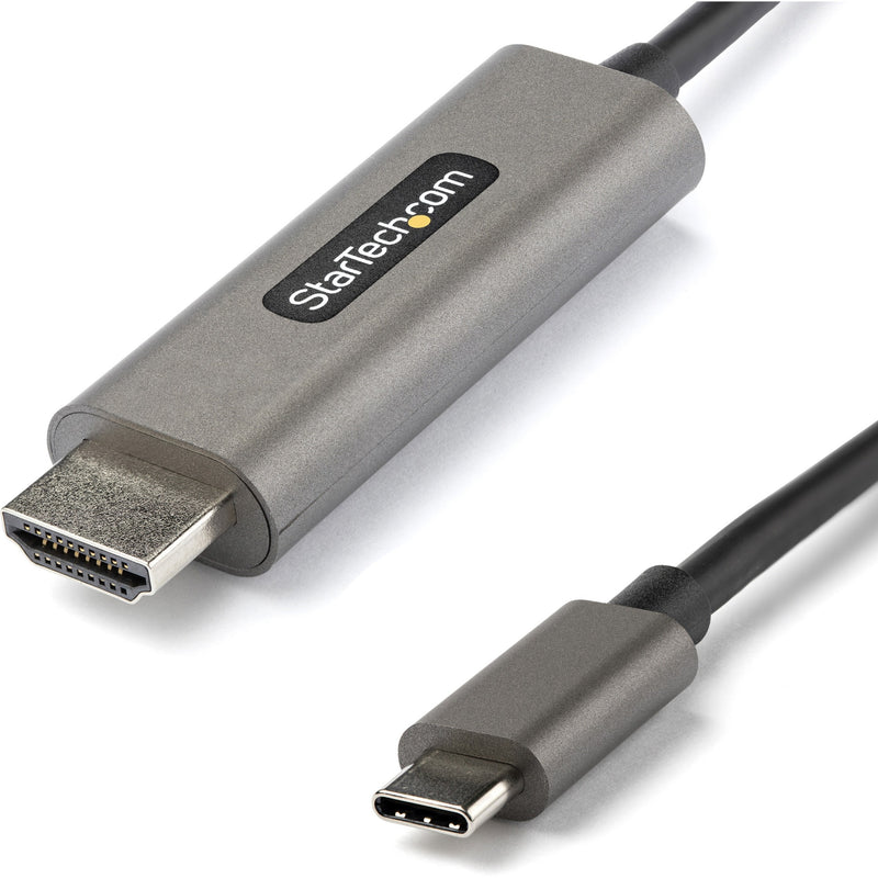 Close-up view of StarTech.com USB-C to HDMI adapter connectors showing premium build quality and space gray finish