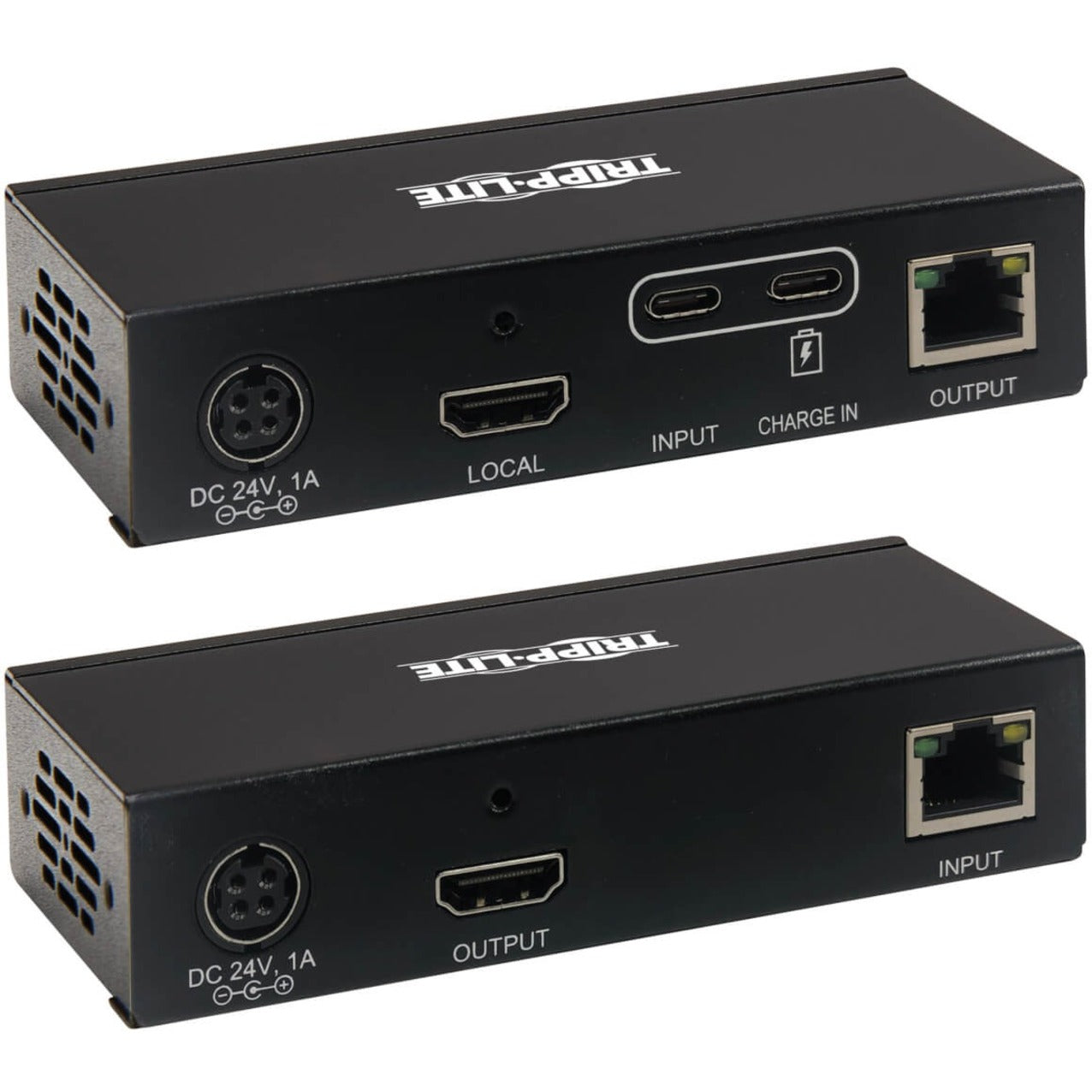 Rear view of Tripp Lite KVM extender showing USB-C, HDMI, and network ports-alternate-image2