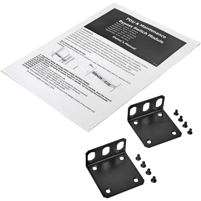 PDUB151U installation kit with mounting brackets, hardware, and user manual