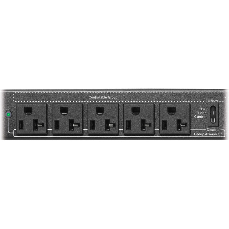 Detailed view of Tripp Lite PDUB201U PDU outlet groups and control interface