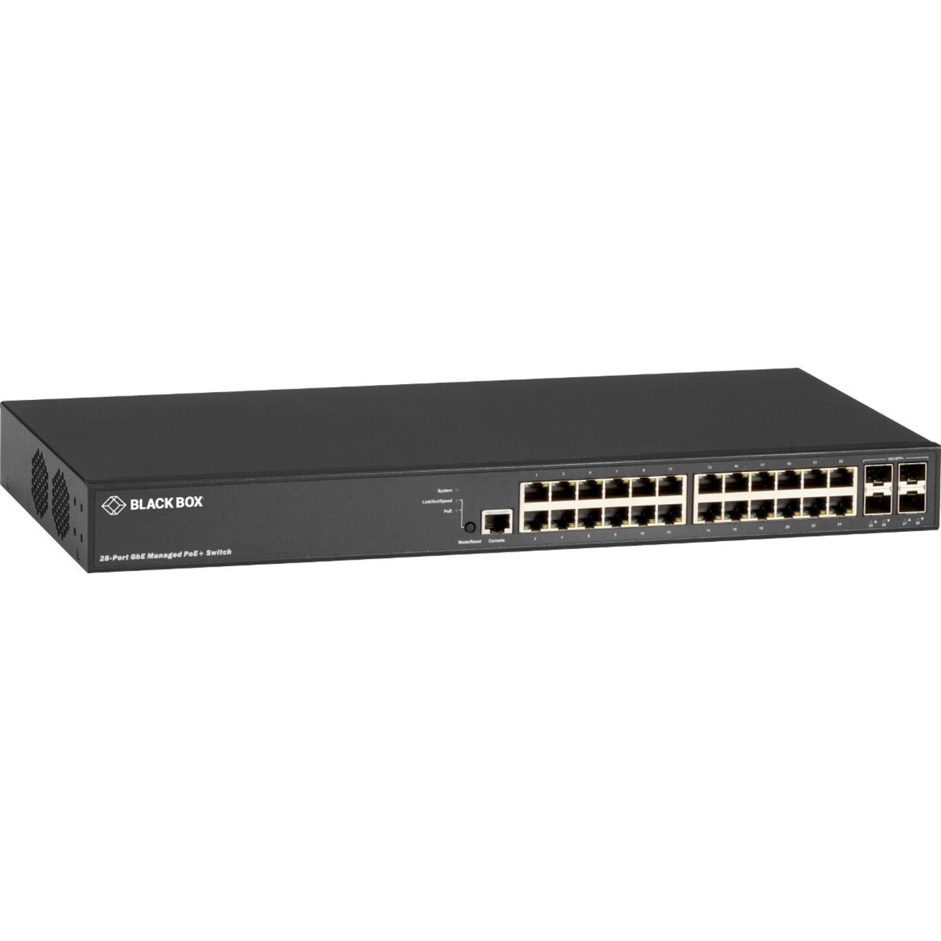 Black Box LPB3028A LPB3000 Ethernet Switch 24 Port Gigabit Ethernet PoE+ 4 Port 10 Gigabit Ethernet SFP+ 370W PoE Budget