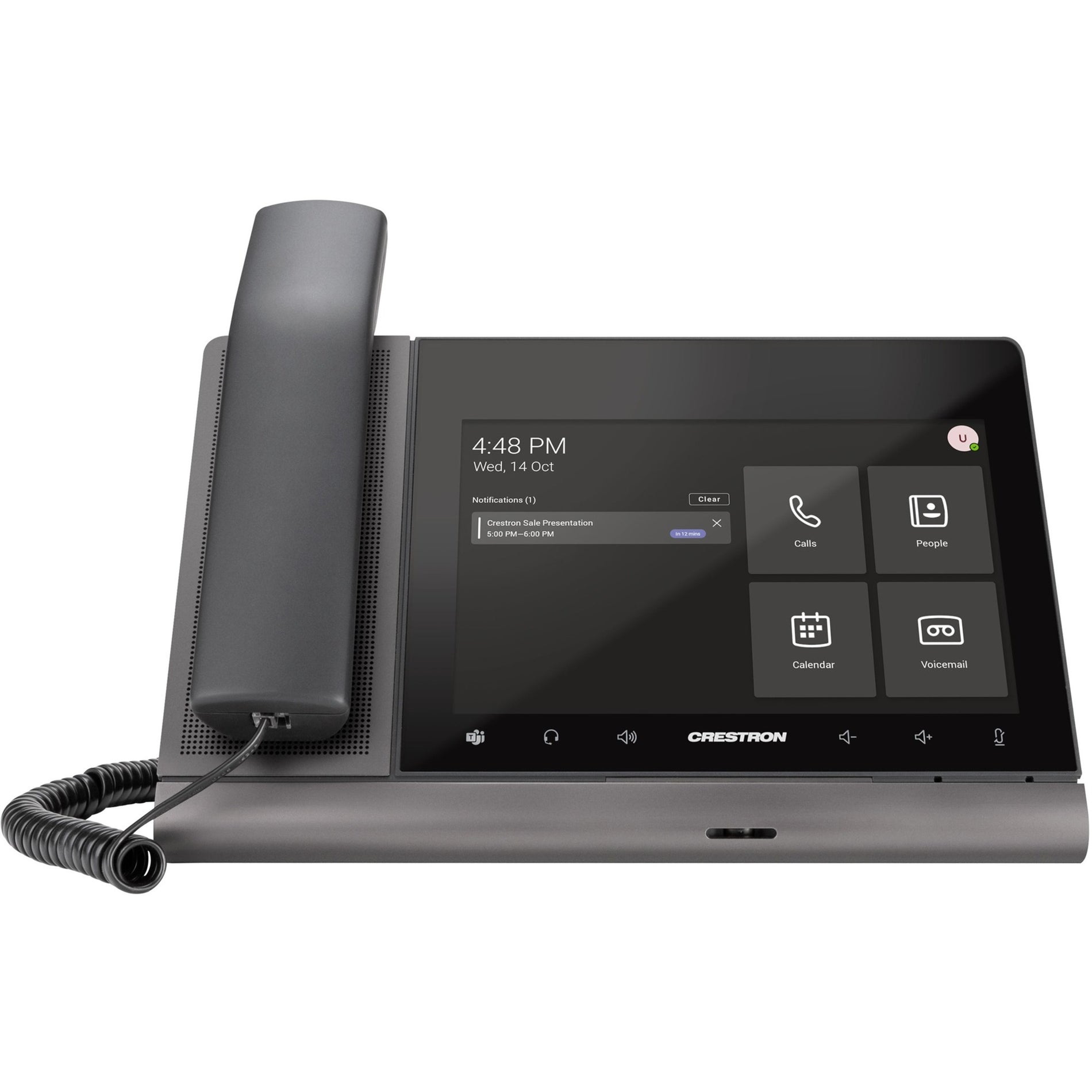 Crestron Flex 8 in. Audio Desk Phone with Handset for Microsoft Teams Software (6511685)