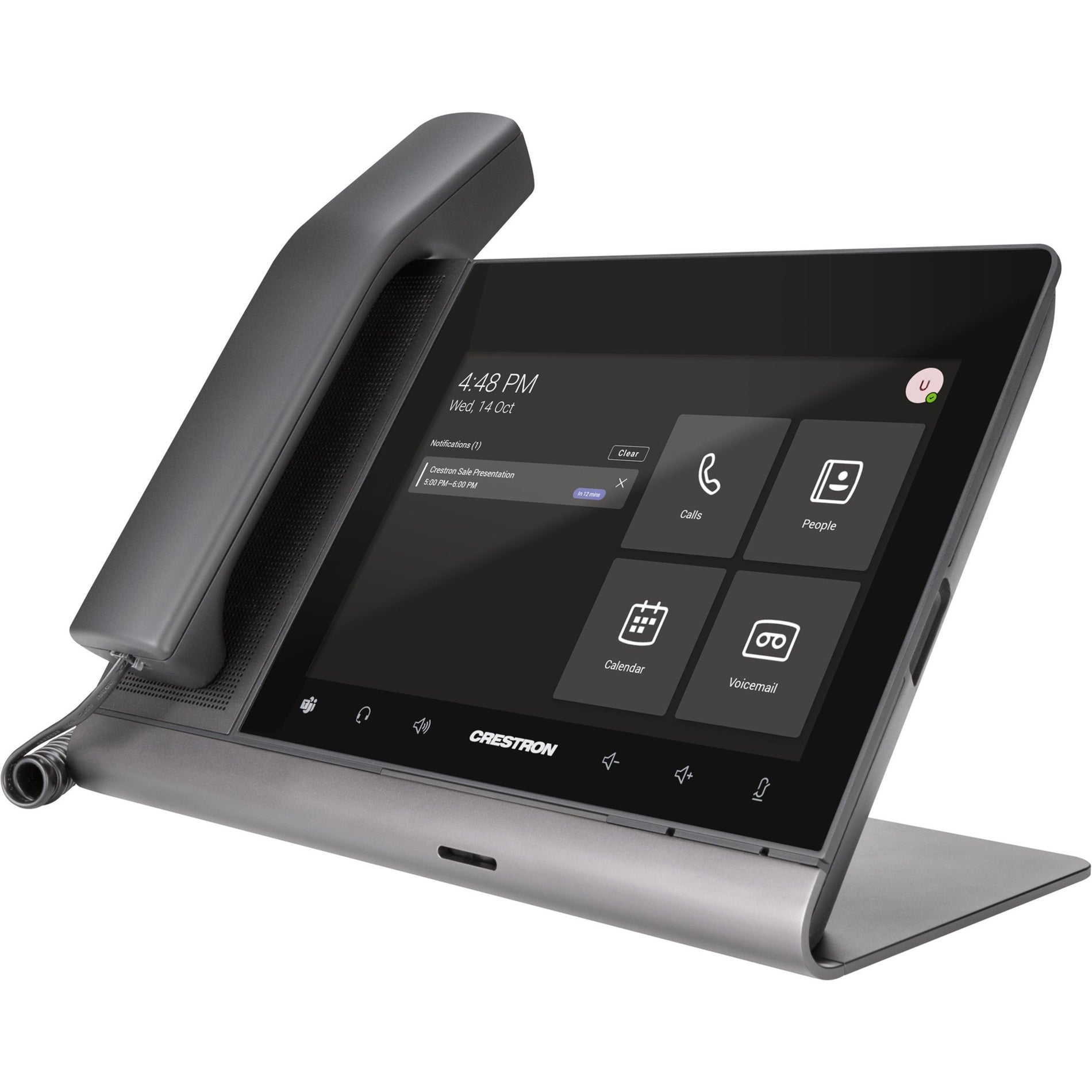 Crestron Flex 8 in. Audio Desk Phone with Handset for Microsoft Teams Software (6511685)