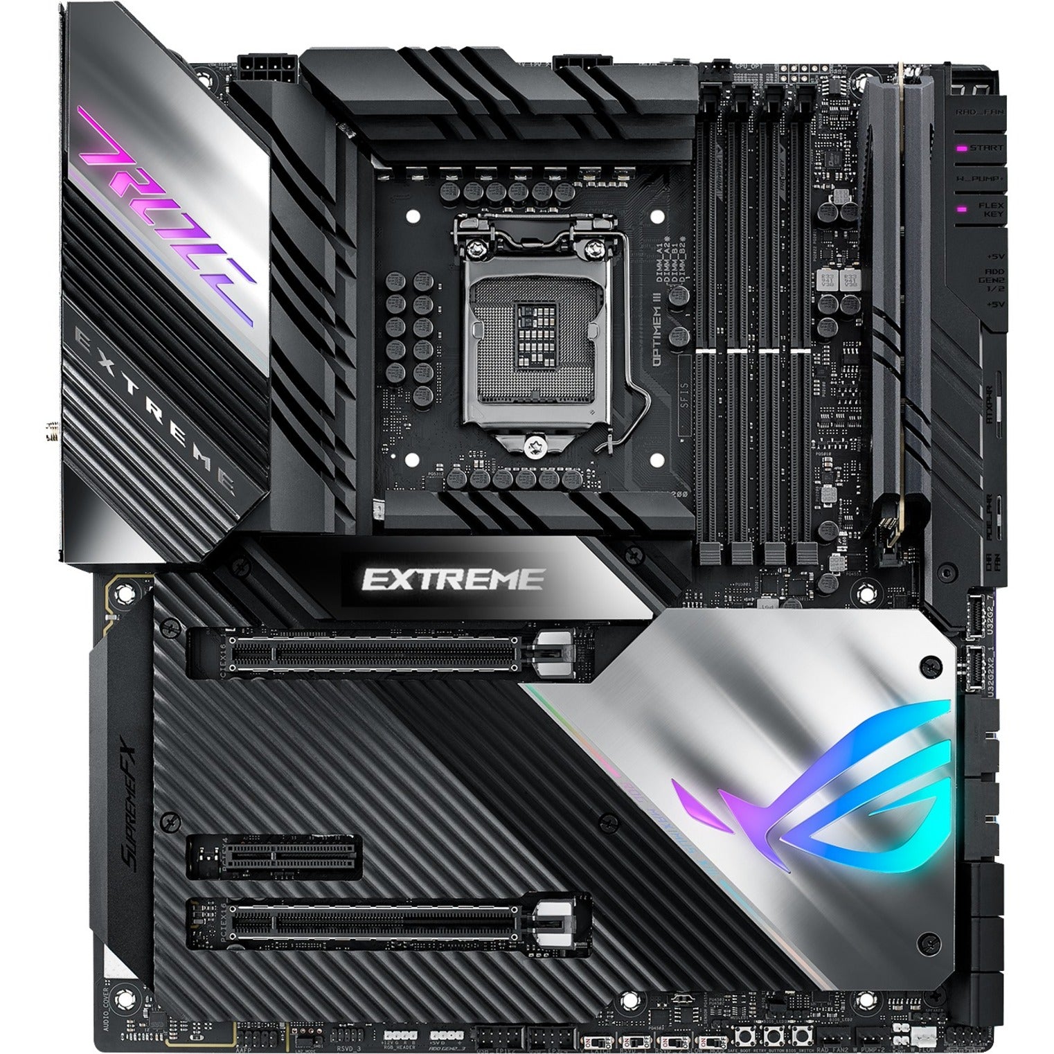 Asus ROG MAXIMUS XIII EXTREME Z590 LGA 1200 EATX Gaming Motherboard, PCIe 4.0, 18+2 Power Stages, 5x M.2, 10 Gb & Intel 2.5Gb LAN, Thunderbolt 4 Onboard, 1.77" Livedash OLED and AURA RGB Lighting