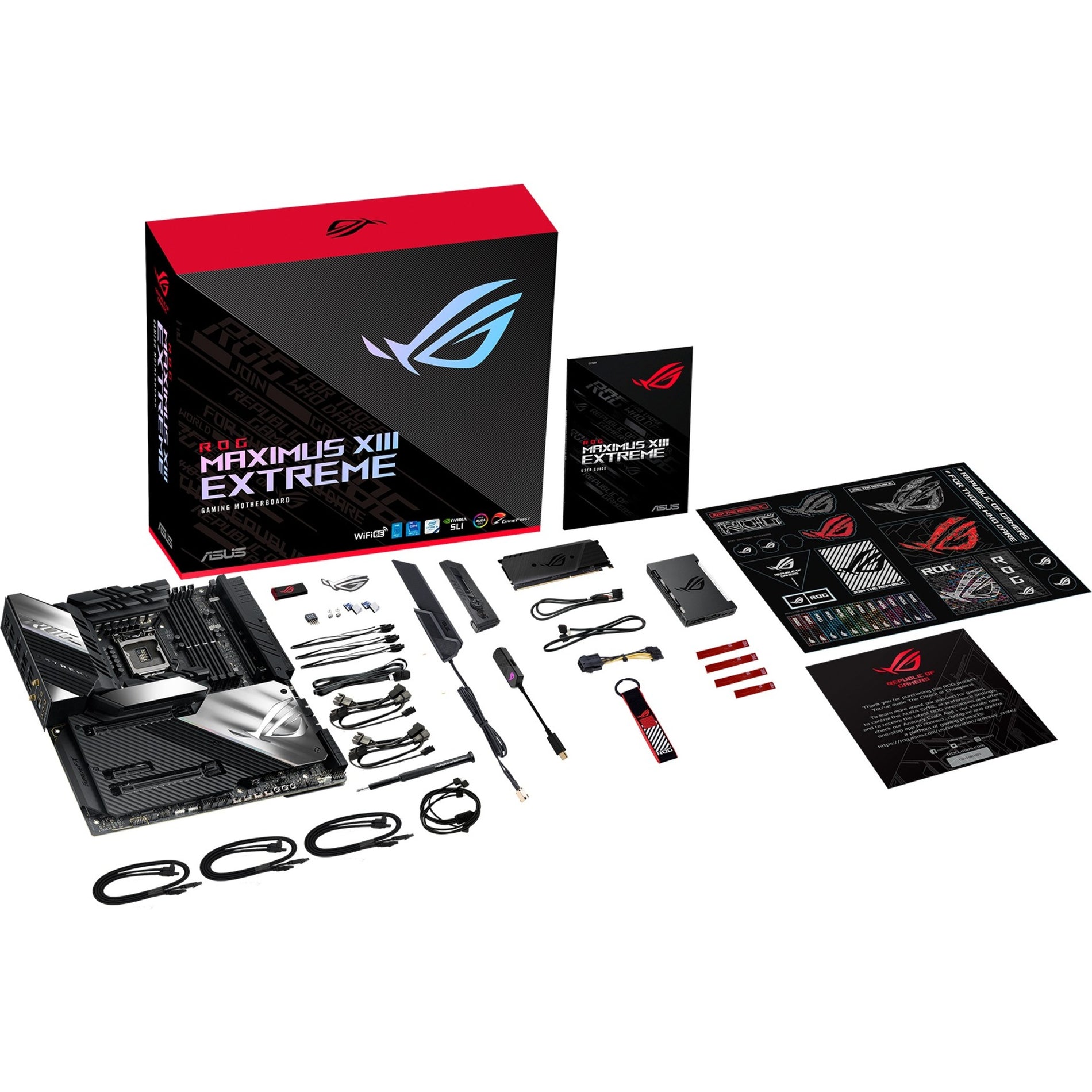 Asus ROG MAXIMUS XIII EXTREME Z590 LGA 1200 EATX Gaming Motherboard, PCIe 4.0, 18+2 Power Stages, 5x M.2, 10 Gb & Intel 2.5Gb LAN, Thunderbolt 4 Onboard, 1.77" Livedash OLED and AURA RGB Lighting