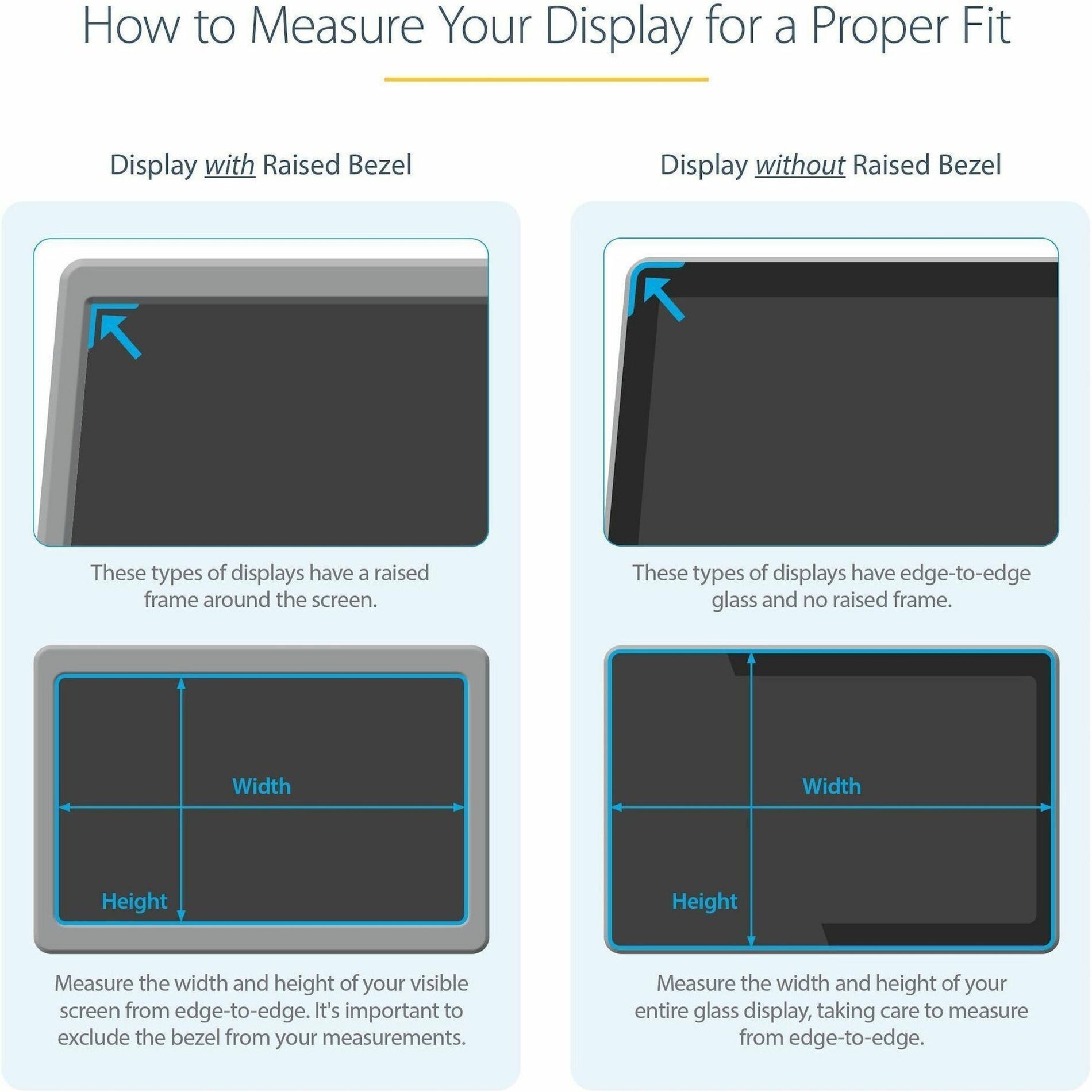 Diagram showing how to measure monitor dimensions for privacy screen installation-alternate-image4