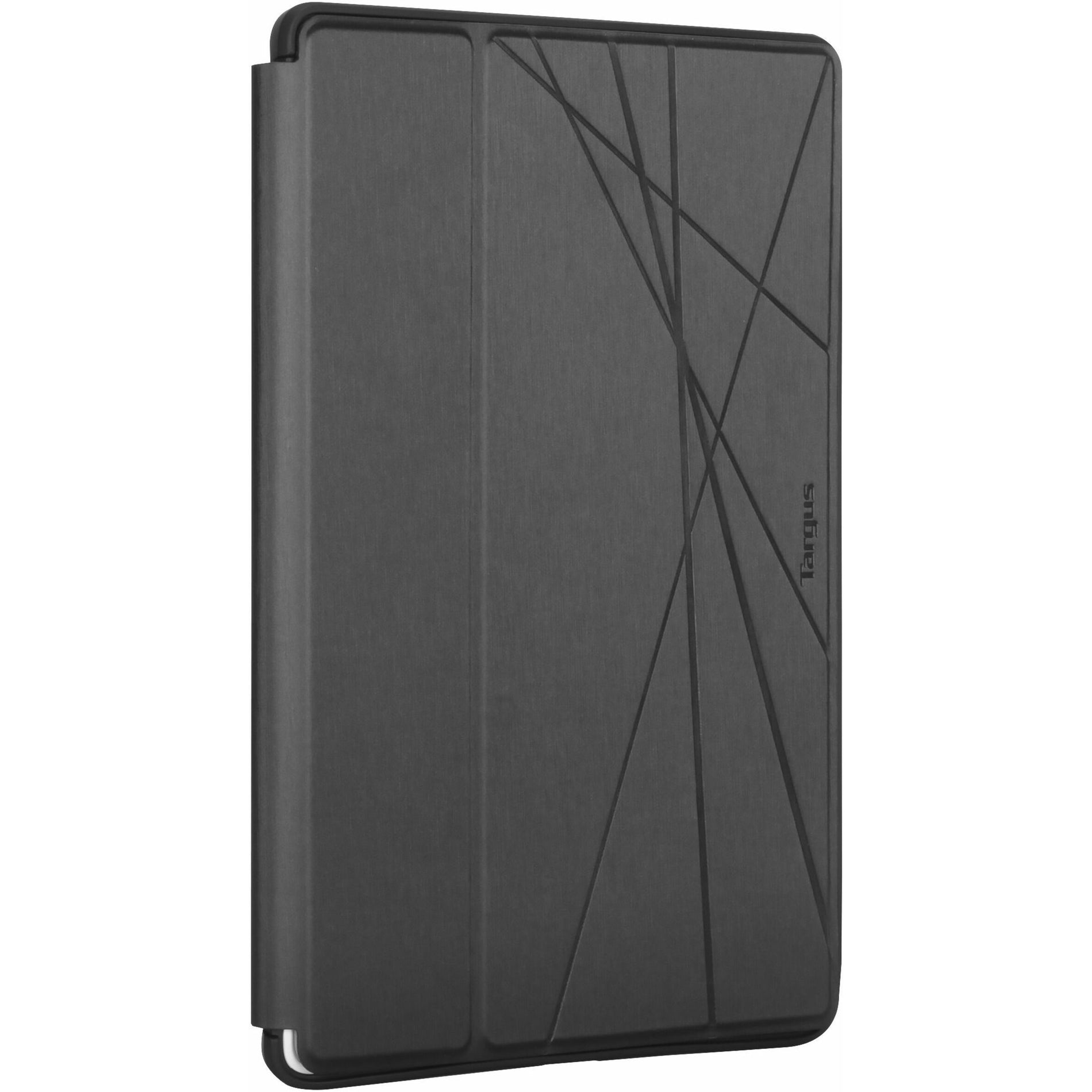 Front view of black Targus Click-In case for Samsung Galaxy Tab A7 showing geometric pattern design-alternate-image1