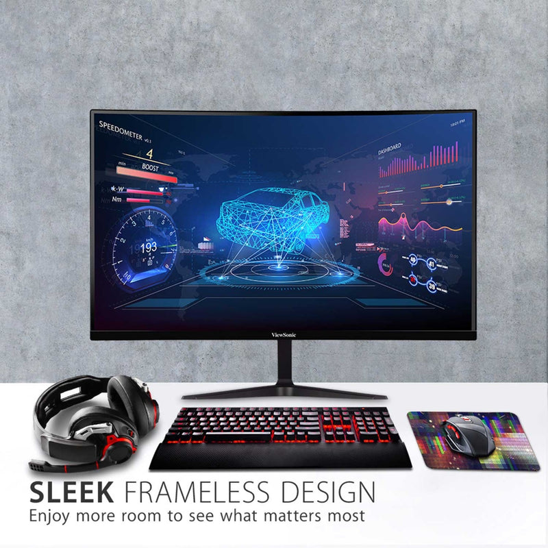 Gaming setup featuring ViewSonic monitor with gaming peripherals