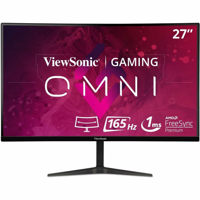 ViewSonic VX2718-PC-MHD 27-inch curved gaming monitor showcasing OMNI branding and gaming features