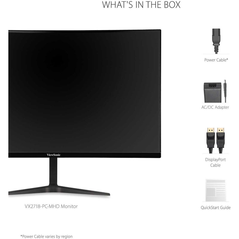 Product contents showing monitor and included accessories