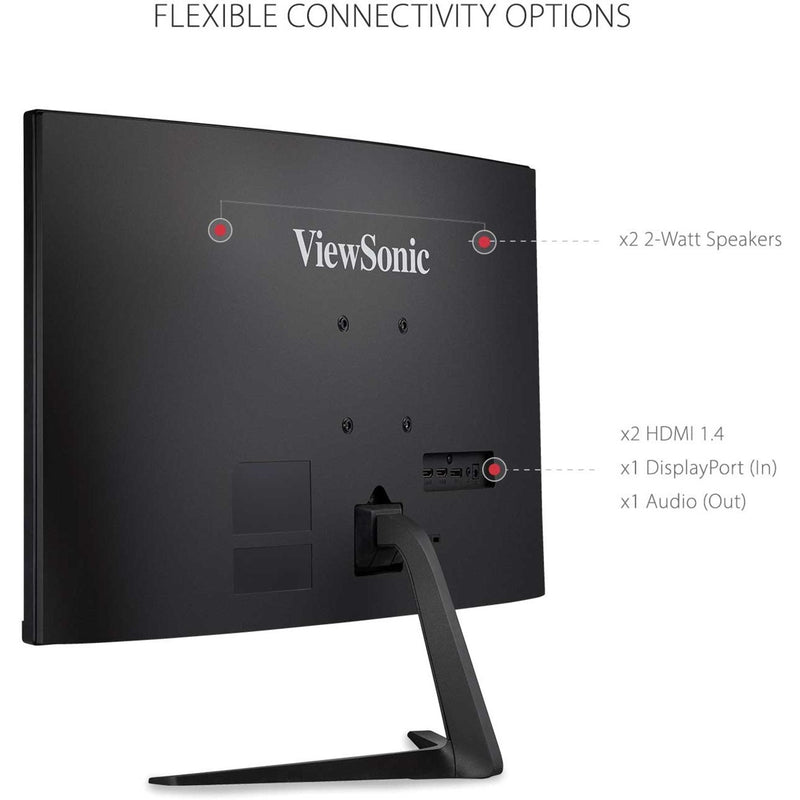 Rear view of monitor showing all available ports and connections