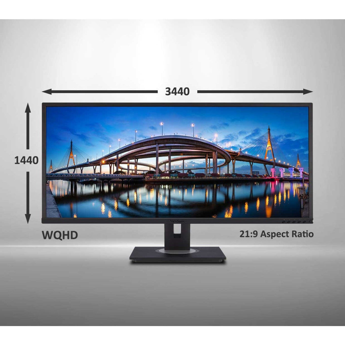 ViewSonic VG3456 Ultrawide Docking Monitor, 34" 3440x1440 USB-C (90W)