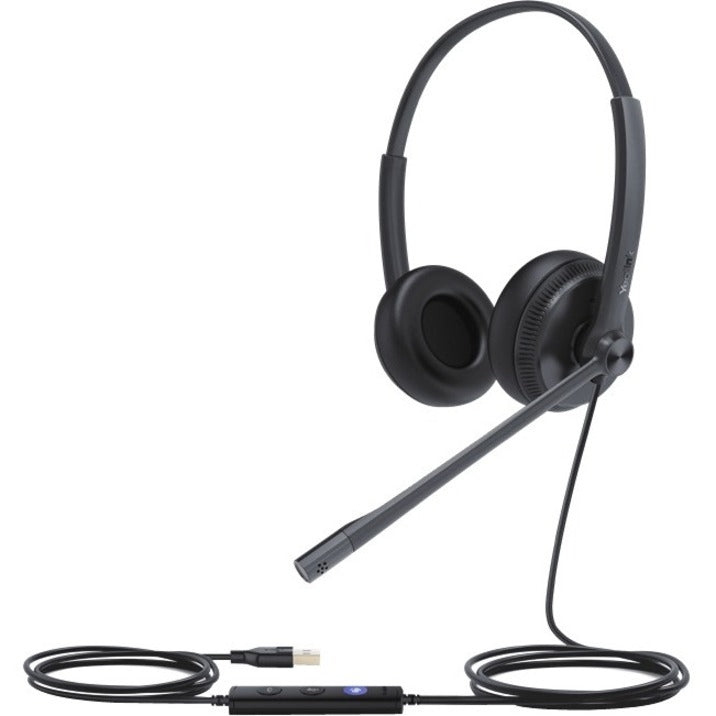 Yealink UH34 Lite USB Wired Headset with Microsoft Teams Button, Stereo Binaural Over-Head Design, Adjustable Boom Mic, Noise Canceling, Black - 1308048 (1 Year Warranty)