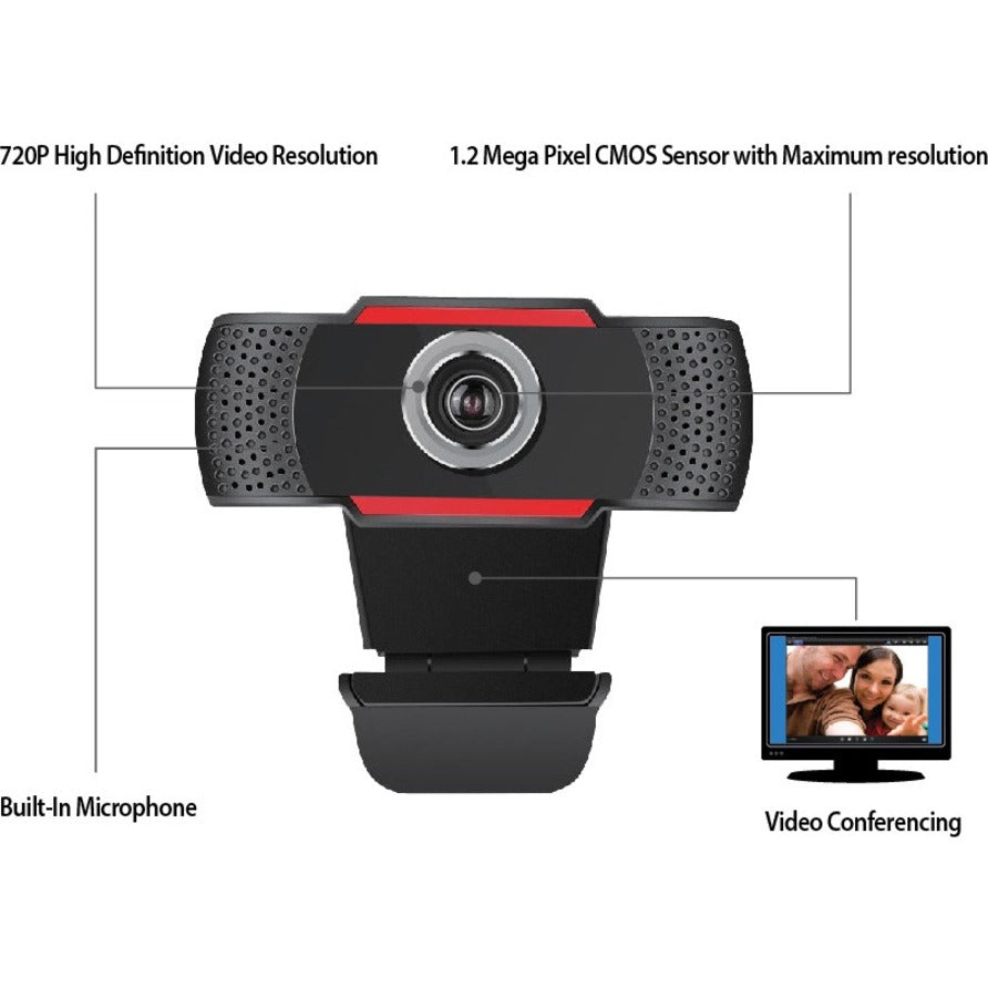 Adesso CYBERTRACK H3-TAA 720P HD USB Webcam with Built-in Microphone, TAA Compliant