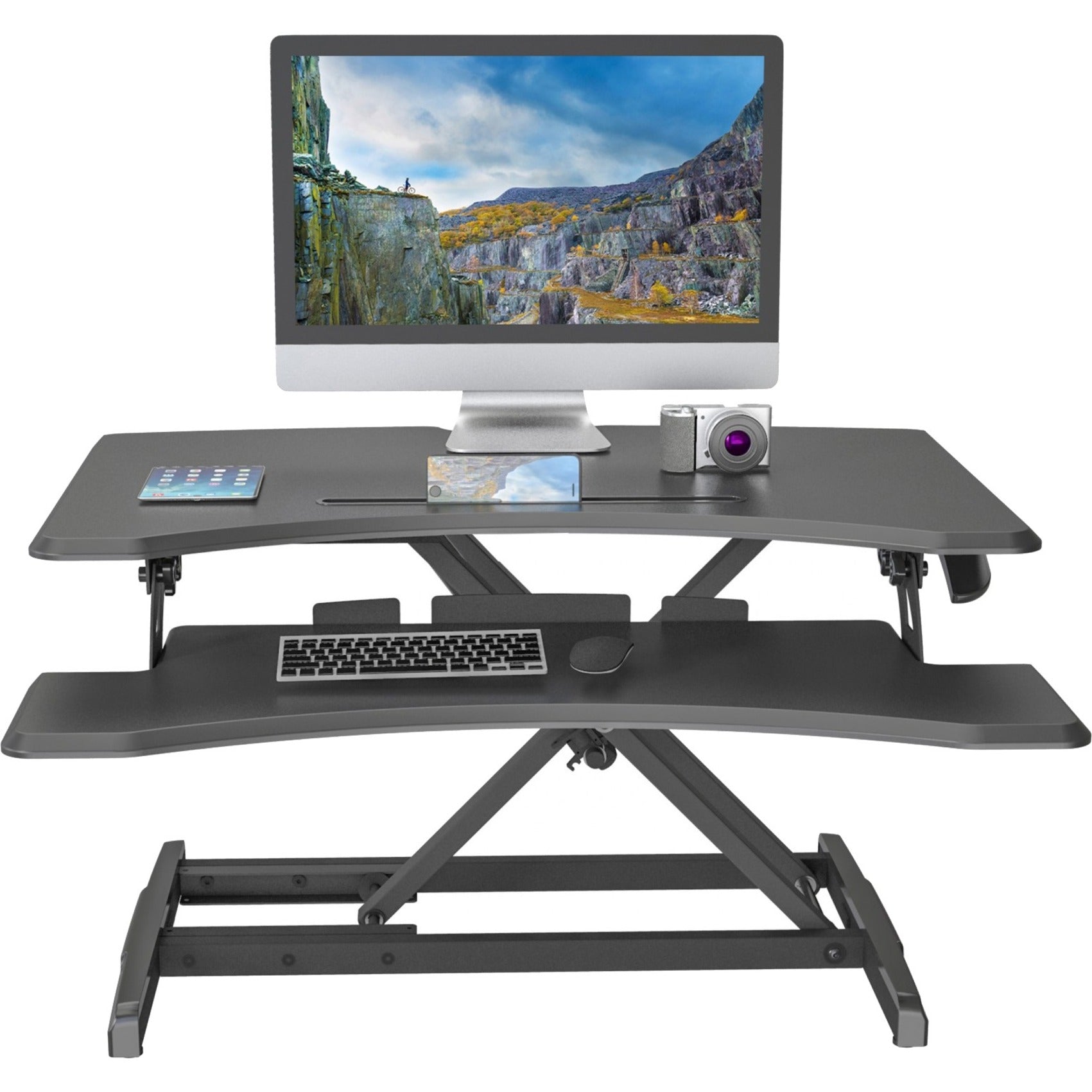 DoubleSight Displays DS-SSD33 Ergonomic Sit Stand Desk Mount, Sturdy, Locking Mechanism, Gas Spring, Height Adjustable