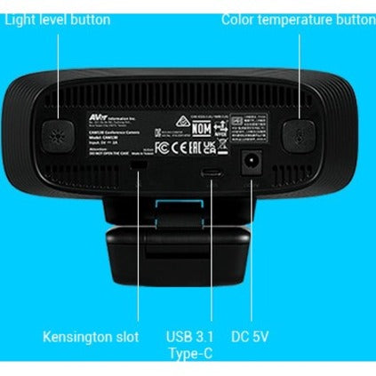 Rear view of CAM130 showing ports and control buttons with labels-alternate-image5