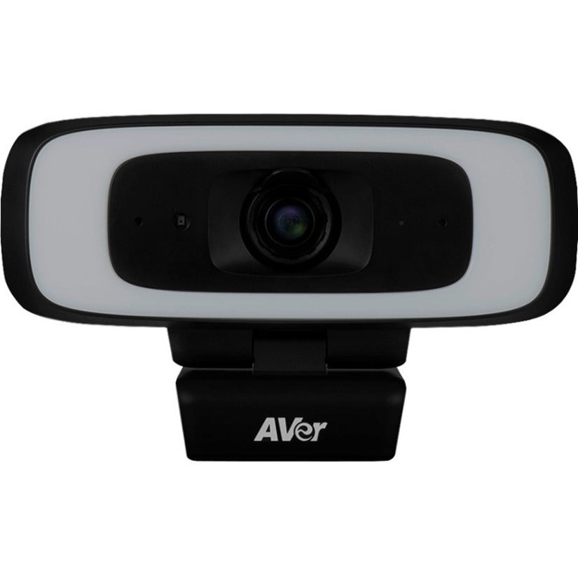 Front view of AVer CAM130 webcam showing white LED ring light and lens-alternate-image1