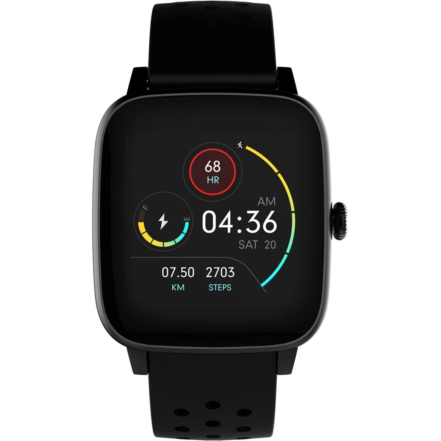 Smartwatch displaying comprehensive fitness dashboard with heart rate, steps, and distance metrics-alternate-image3