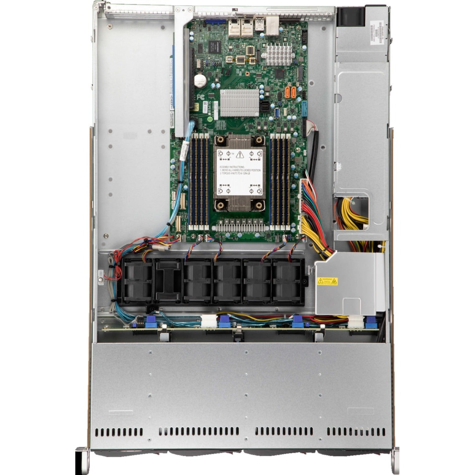 Top-down view of Supermicro SYS-510P-WT server interior showing motherboard and components-alternate-image4