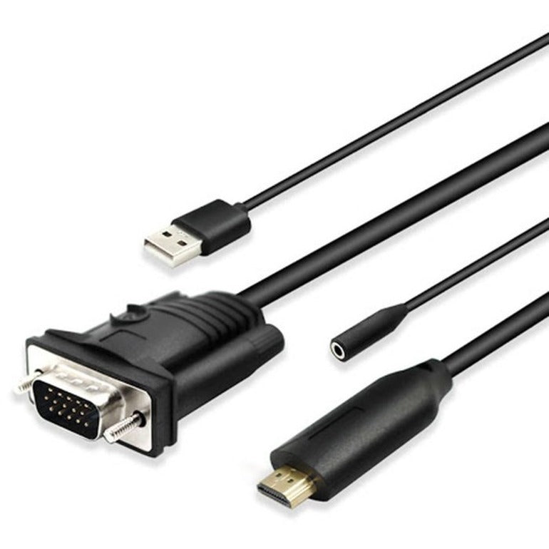 4XEM 4XVGAHDMIUAP3 3ft HDMI to VGA Adapter with 3.5mm Audio Jack and USB Power, Plug & Play, 1920 x 1080 Supported Resolution