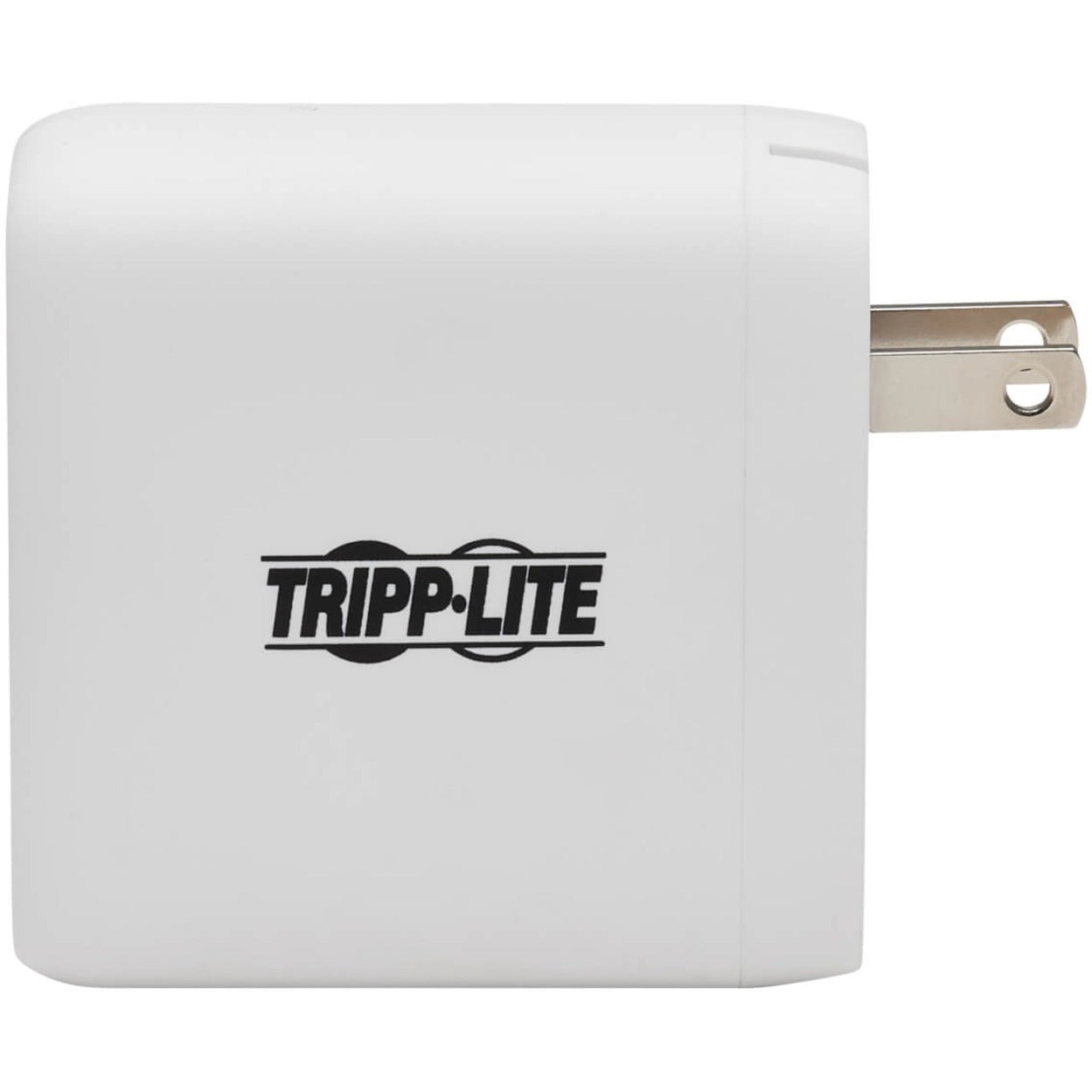 Side view of Tripp Lite charger showing compact white design with logo-alternate-image2