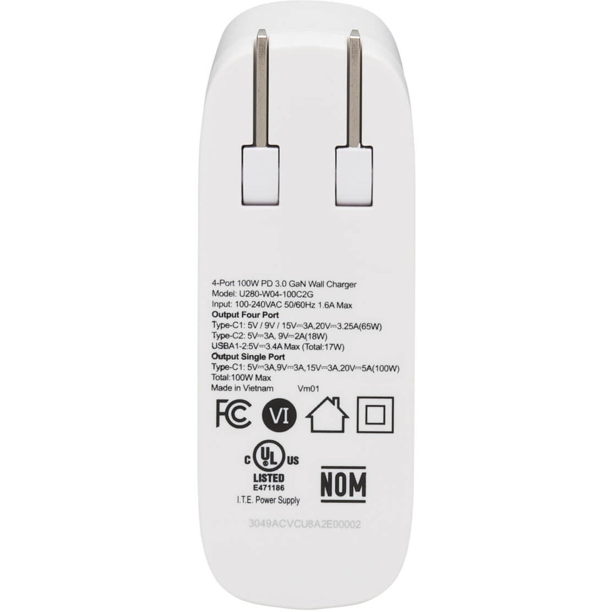 Back view of power adapter showing safety certifications and specifications-alternate-image5