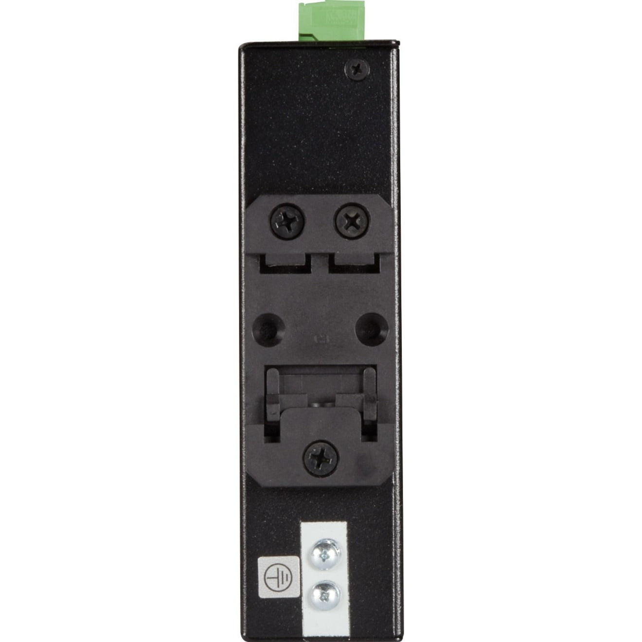 Rear view of Black Box LIE402A showing DIN rail mount and grounding connection-alternate-image4