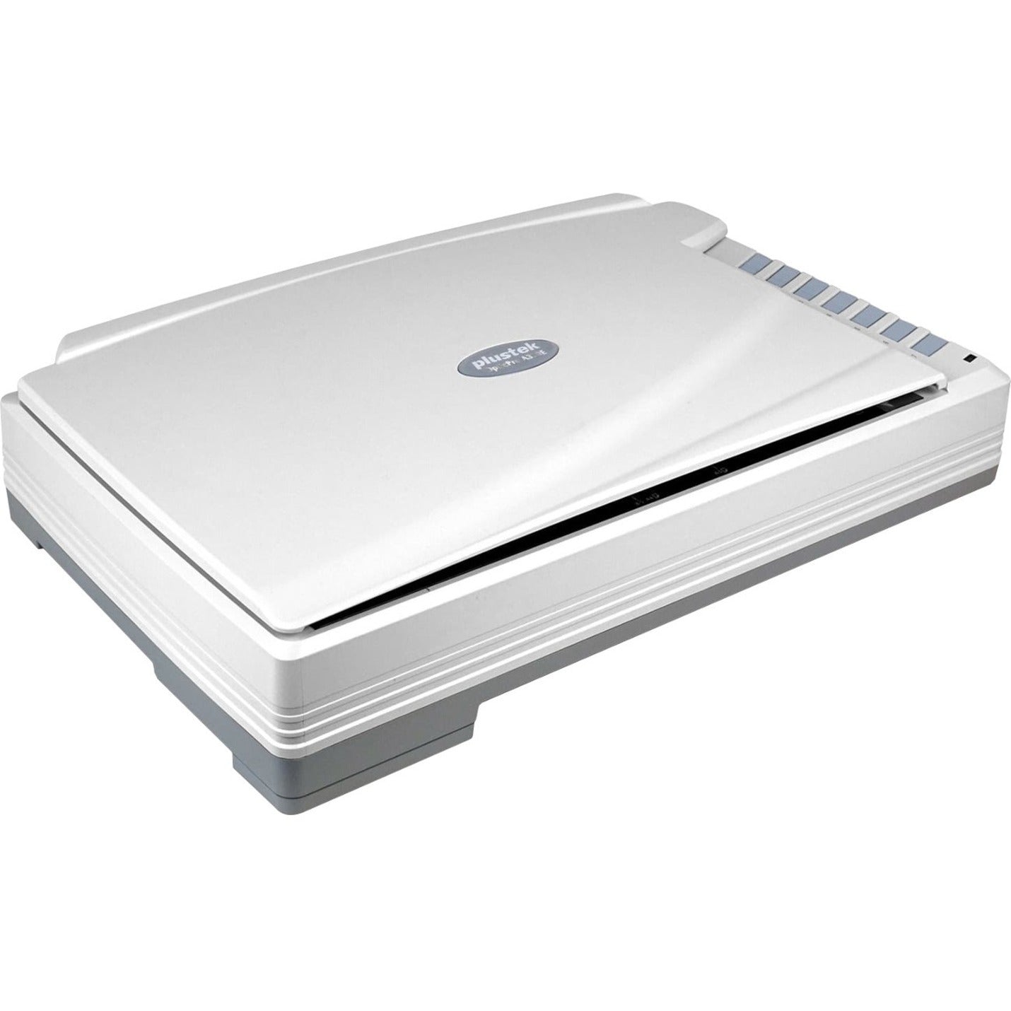 Front view of Plustek OpticPro A320E A3 flatbed scanner in white showing clean modern design-alternate-image1