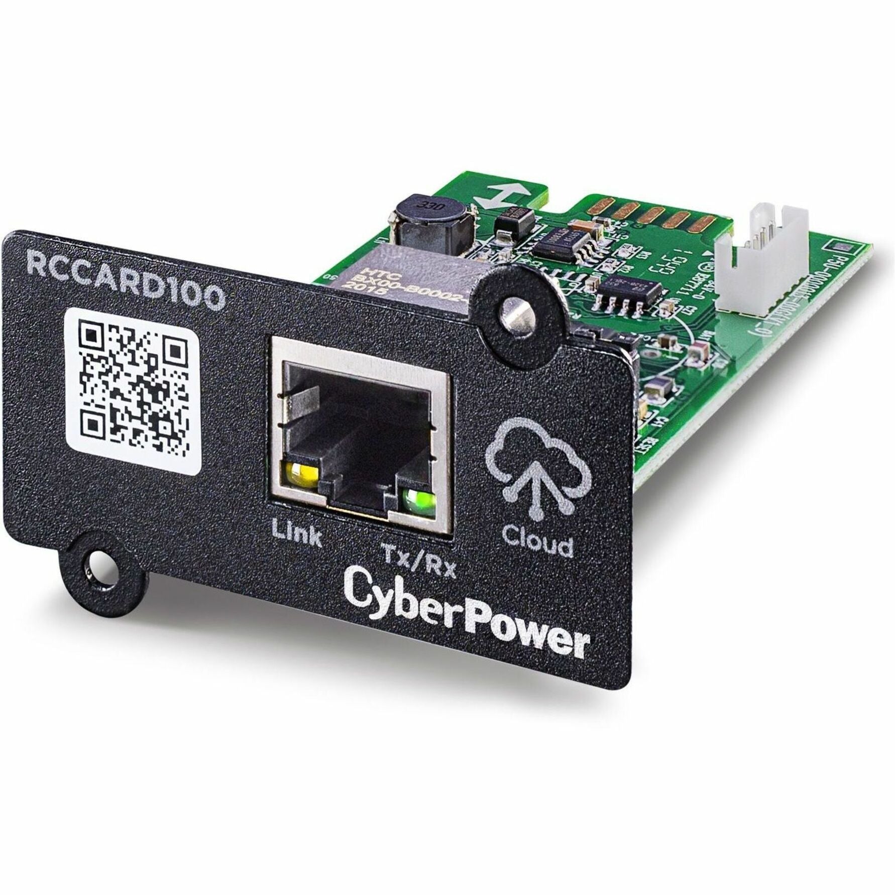 Angled view of RCCARD100 showing circuit board components and network interface-alternate-image2