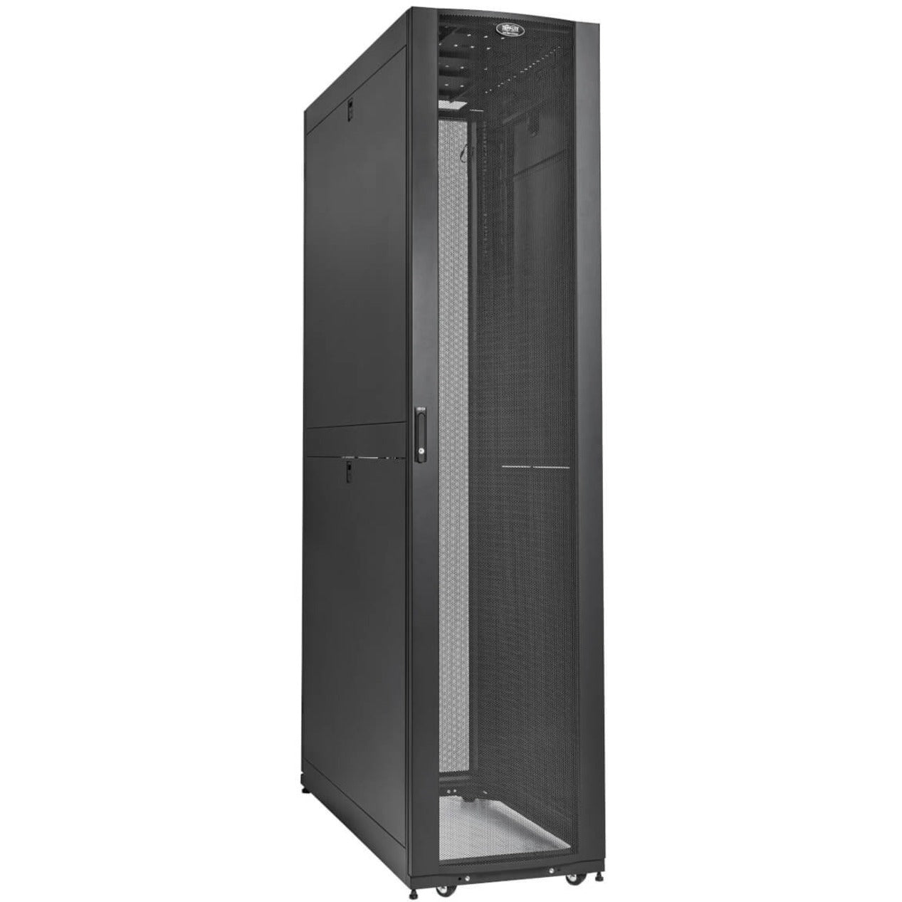 Front view of Tripp Lite SR52UBDP 52U server rack showing full height and perforated mesh door-alternate-image1