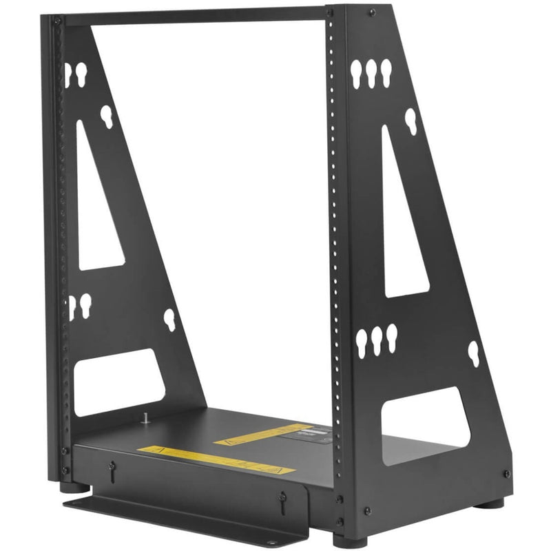 Front view of Tripp Lite SR2POST12HD 12U 2-post rack showing A-frame design and mounting rails