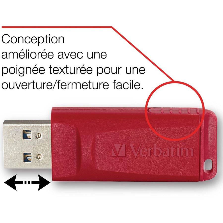 Verbatim Store 'n' Go 32GB USB Flash Drive, Retractable Capless Design, Password Protection, Antimicrobial Protection, USB 2.0, Assorted Colors - 70897 5 Pack (Lifetime Warranty)