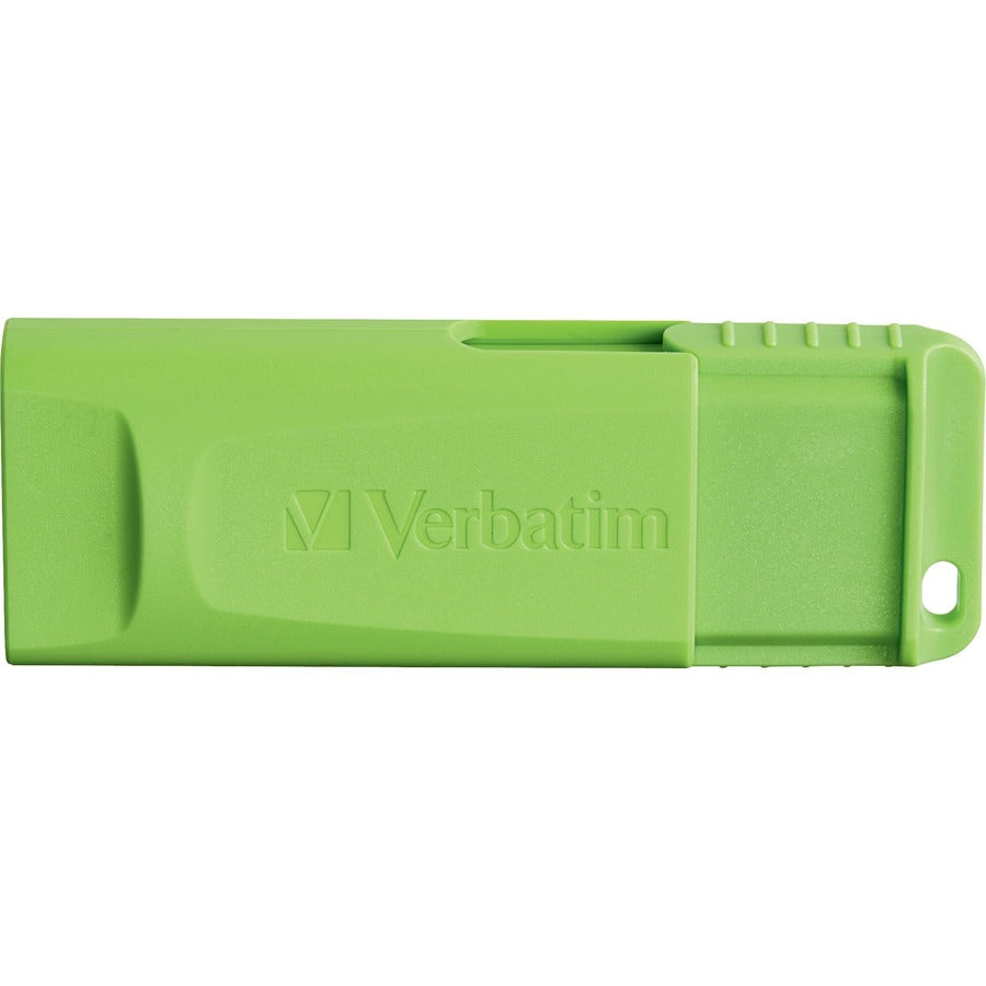 Close-up of green Verbatim Store 'n' Go USB flash drive showing retracted position-alternate-image14