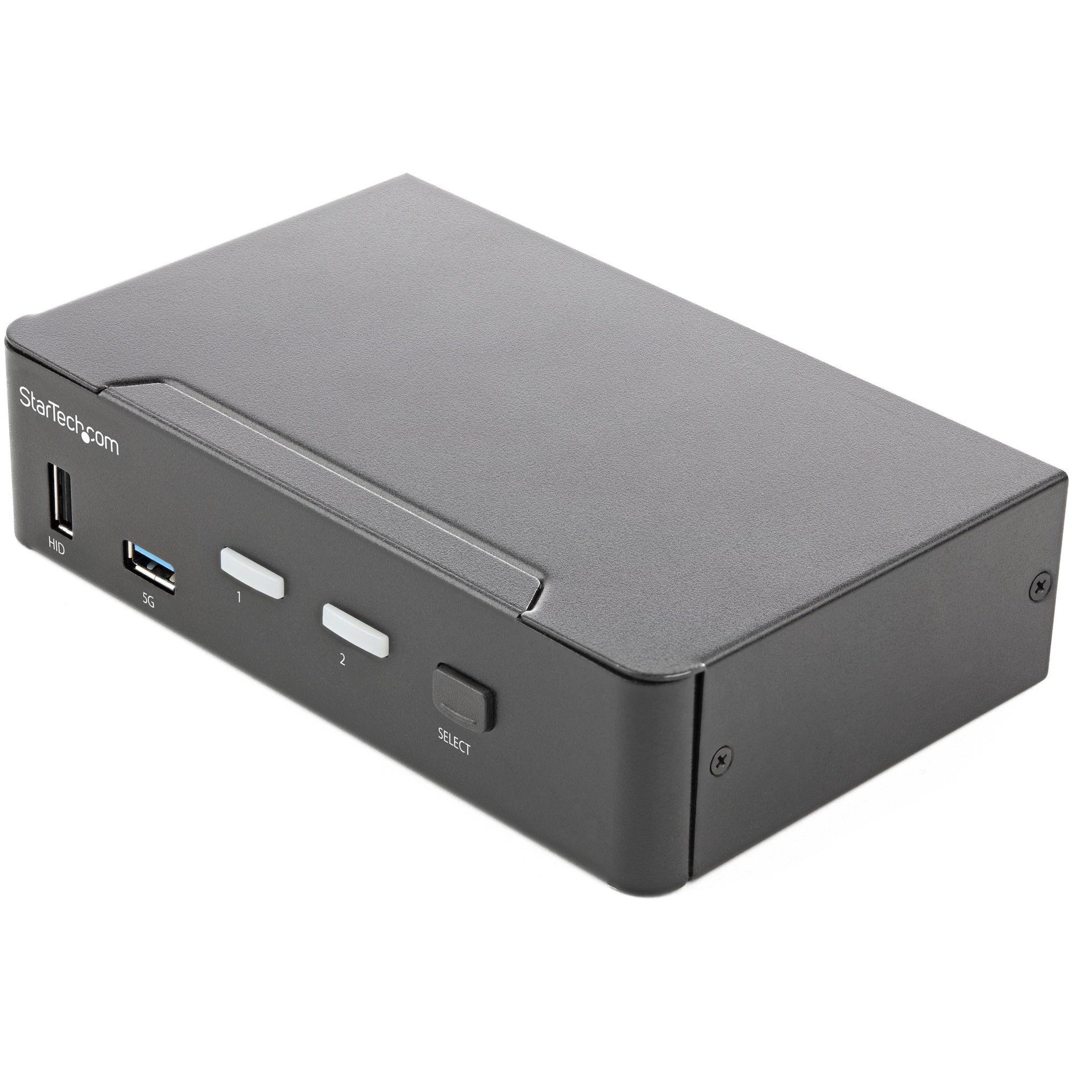سويتش إتش دي إم آي KVM ذو منفذين 4K 60 هيرتز UHD HDR، شاشة واحدة، هوب يو إس بي 3.0، صوت، تبديل بالأزرار الساخنة، TAA  StarTech.com