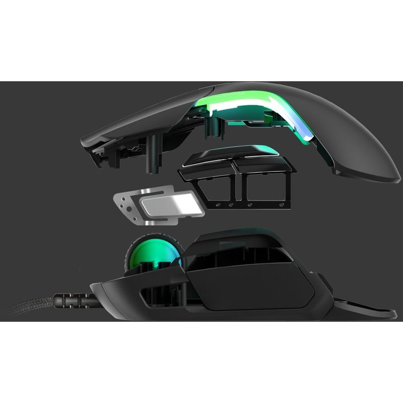 Exploded view showing internal components of the Rival 5 gaming mouse