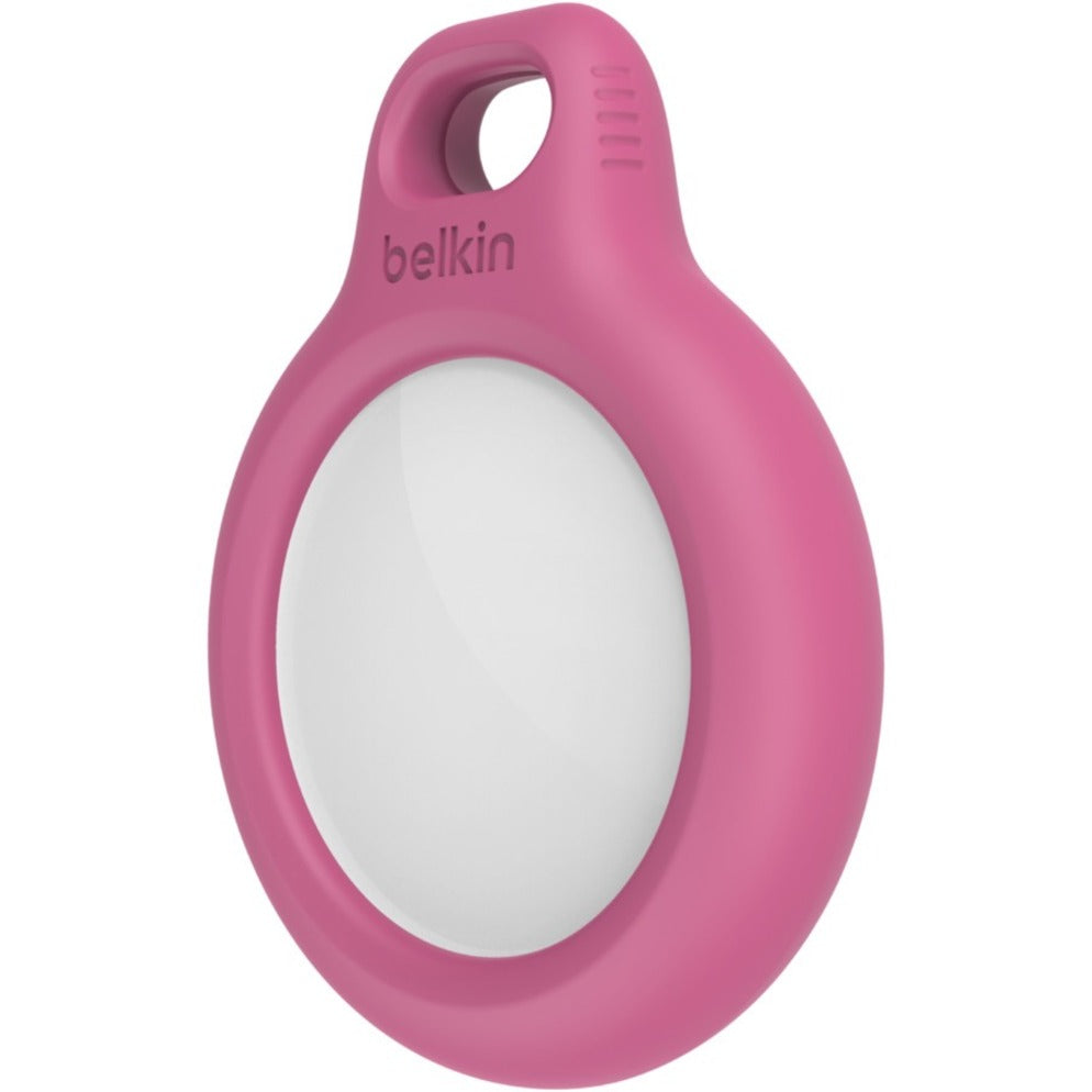 Belkin F8W973BTPNK Support Sécurisé avec Anneau de Clé pour AirTag Rose - Securisé Durable Robuste Protection contre les Rayures Verrouillage à Tourner