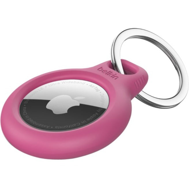 Belkin F8W973BTPNK Secure Holder with Key Ring for AirTag, Pink - Secure, Durable, Sturdy, Scratch Protection, Twist Lock