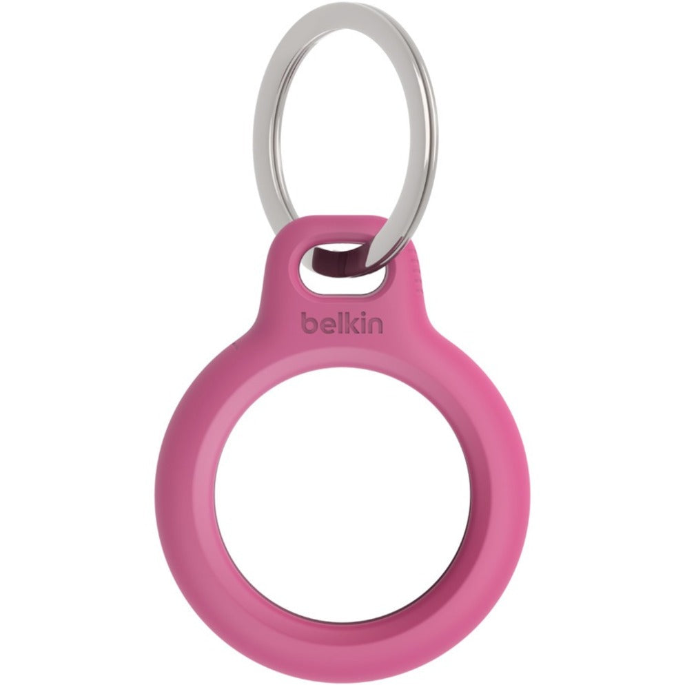 Belkin F8W973BTPNK Support Sécurisé avec Anneau de Clé pour AirTag Rose - Securisé Durable Robuste Protection contre les Rayures Verrouillage à Tourner